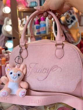 Juicy Couture Pink Plush Satchel with Cute Plush Charm